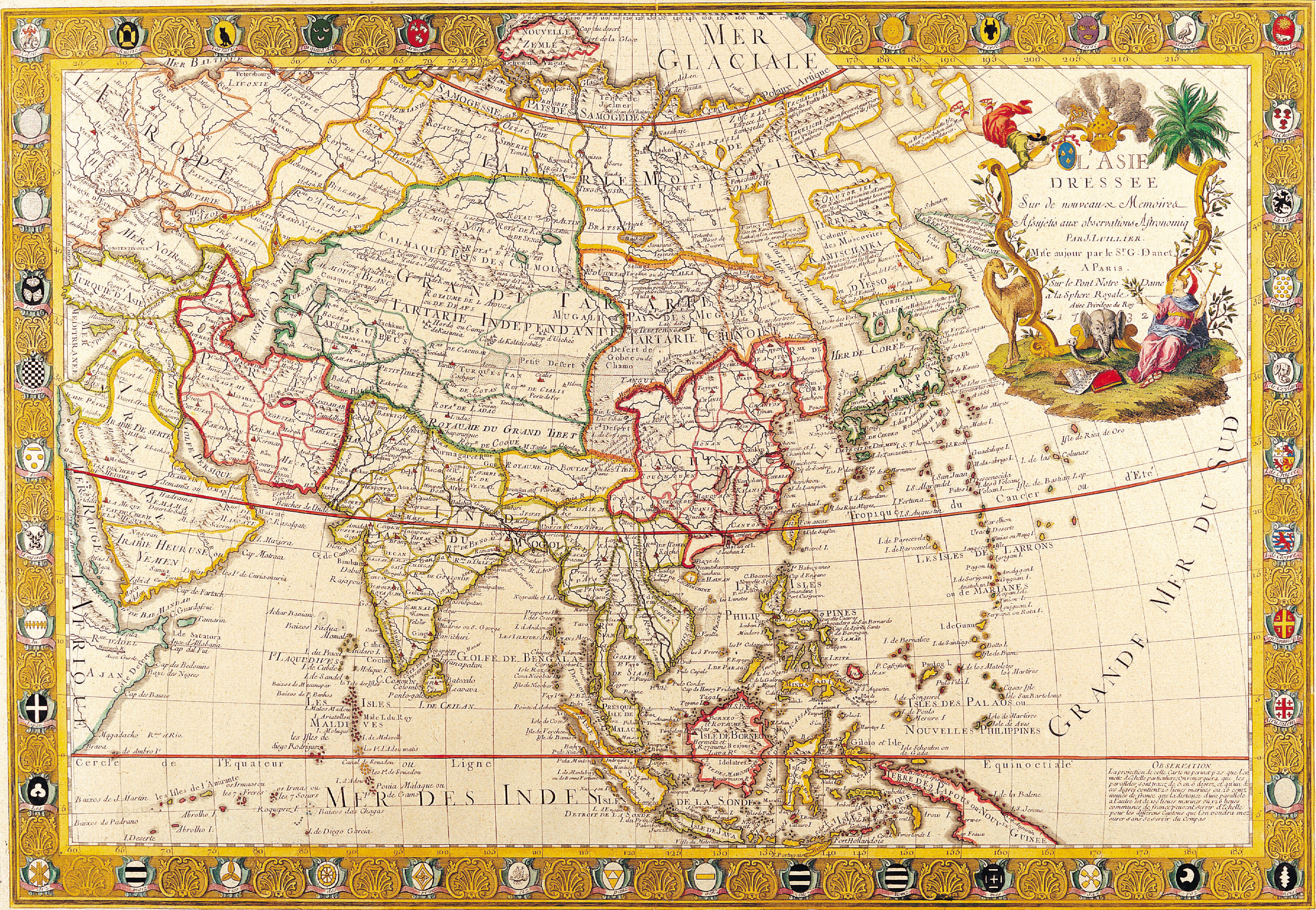The meme is a picture of a world map with a red line drawn across it, indicating a boundary between two countries. The text "I can see for miles and miles and miles and miles and miles" is written in a playful, childlike font, referencing the classic song "I Can See for Miles" by The Who. The image is likely used to poke fun at someone's sense of geography or to express a sense of optimism or enthusiasm.